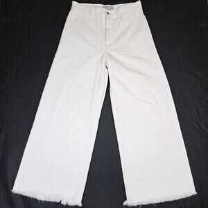 Everlane The Mariner Cropped Wide Leg Jean Womens Frayed Hem White High Rise 28